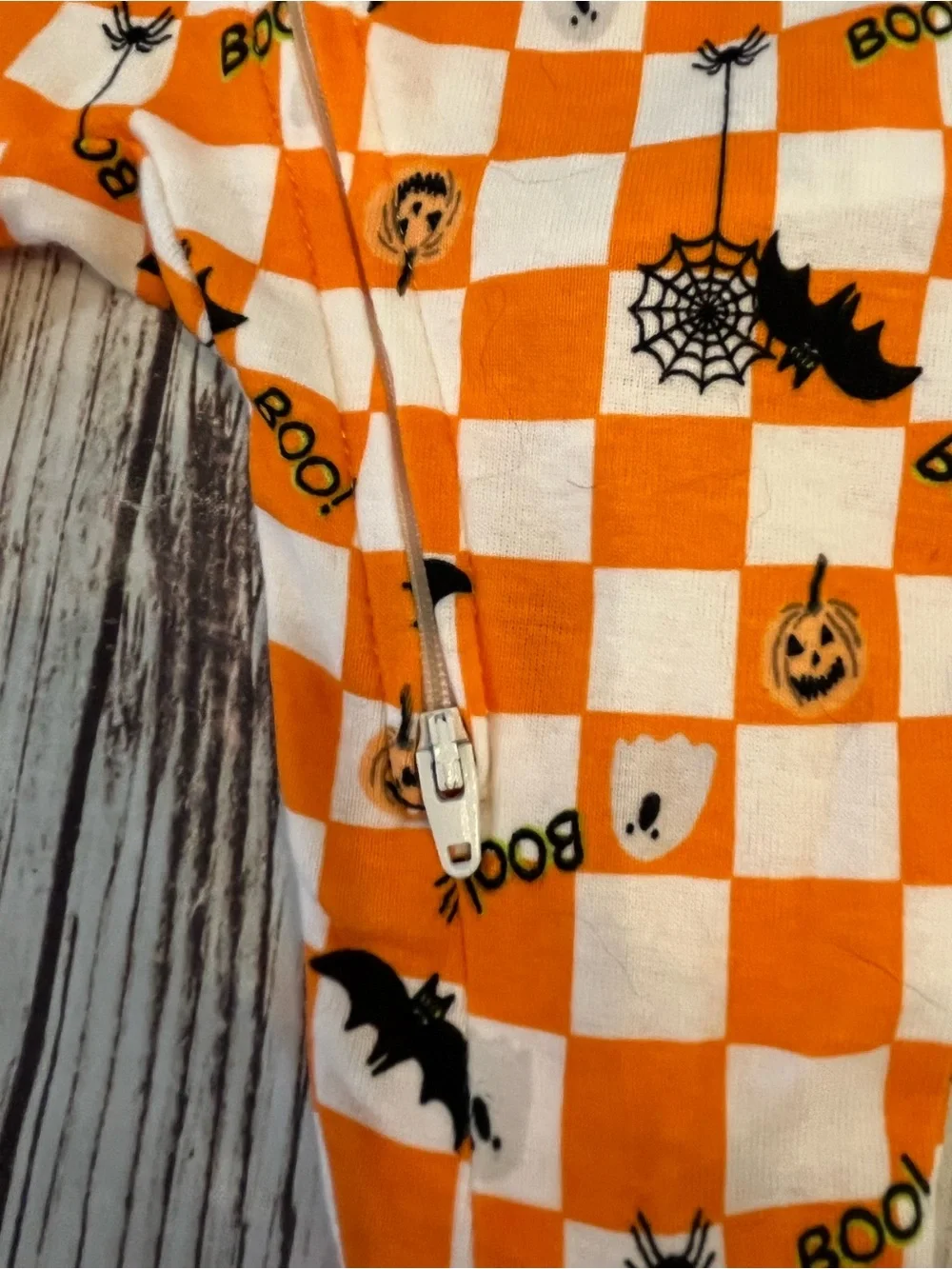 Halloween Checked Footed Pajamas Romper Boy's 3-6 Months Old Navy Fall Wear